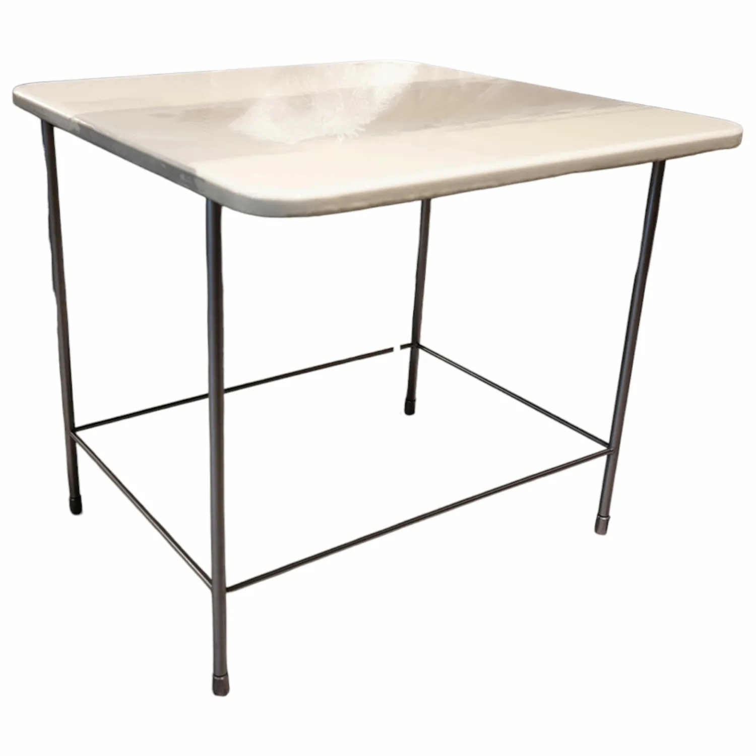 Baxter Beistelltische|Beistelltisch Table-Au Platte Holz Mit Kunstharz Weiß Hellgrau Gestell Metall