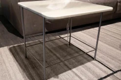 Baxter Beistelltische|Beistelltisch Table-Au Platte Holz Mit Kunstharz Weiß Hellgrau Gestell Metall