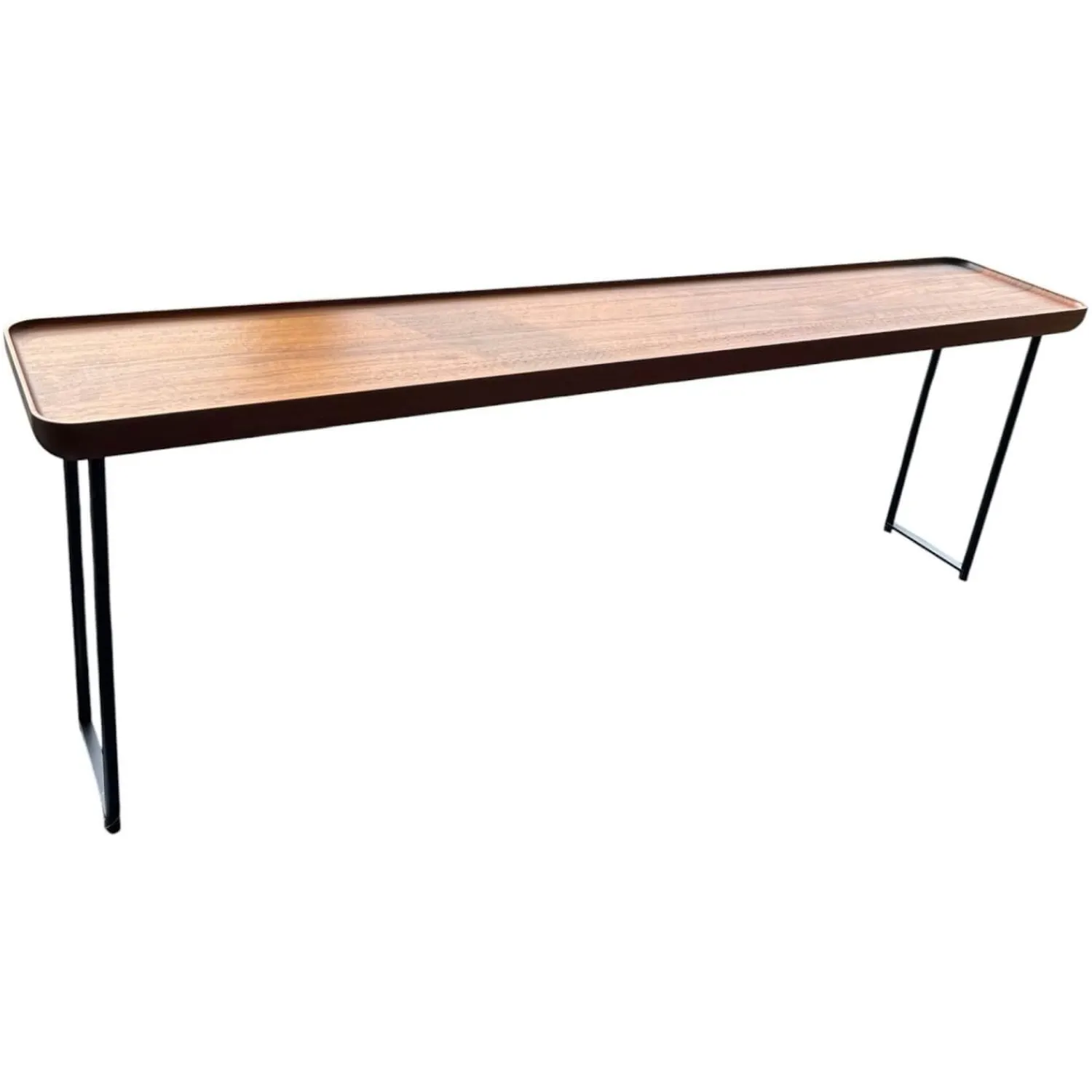 Cassina Beistelltische|Beistelltisch Torei Platte Amerikanischer Nussbaum Gestell Metall Schwarz Matt Lackiert