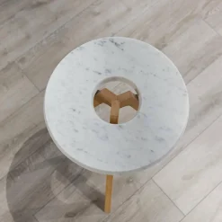 Team 7 Beistelltische|Beistelltisch Treeo Platte Carrara-C-Marmor Gestell Eiche Weißöl
