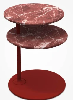 Molteni & C Beistelltische|Beistelltisch Vicino VTR1 Marmor Rot Drehbar