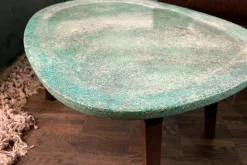 Baxter Beistelltische|Couchtische|Beistelltisch Vietri Platte Marmor Türkis Gestell Esche Gefärbt Nussbaumfarbig