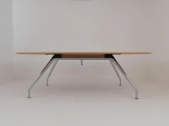 Wilkhahn Esstische|Besprechnungstisch Graph 300/00 Platte Furnier Eiche Natur Lackiert Gestell Glanzverchromt Mit Gleitern