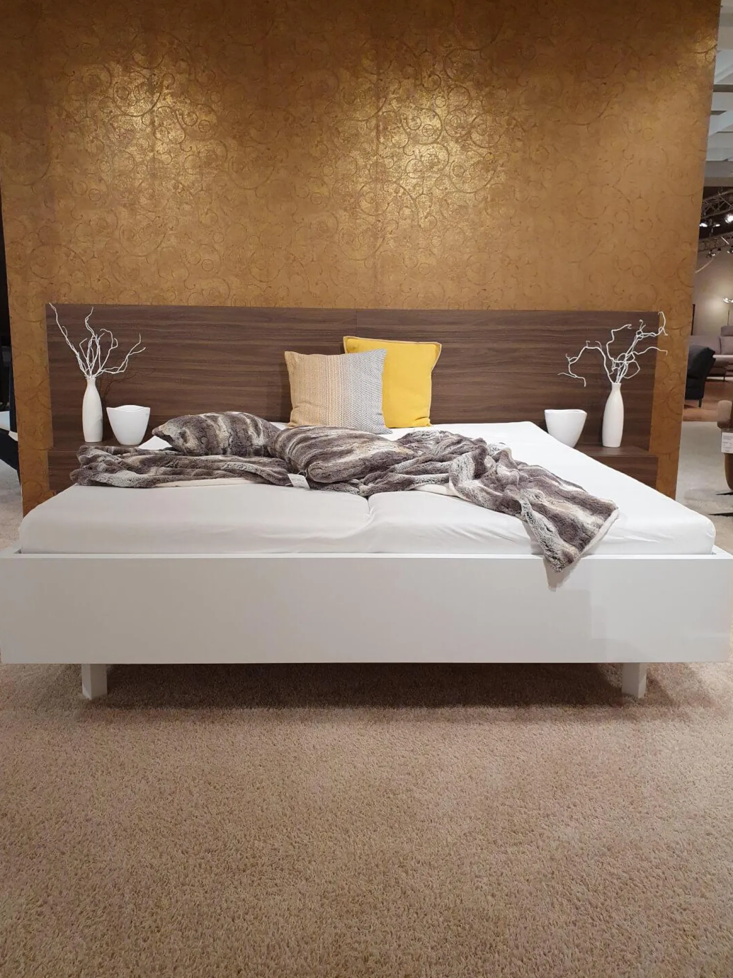 Contur Polsterbetten|Bett 0500 Materico Cotto Und Echtlack Bianco Weiß