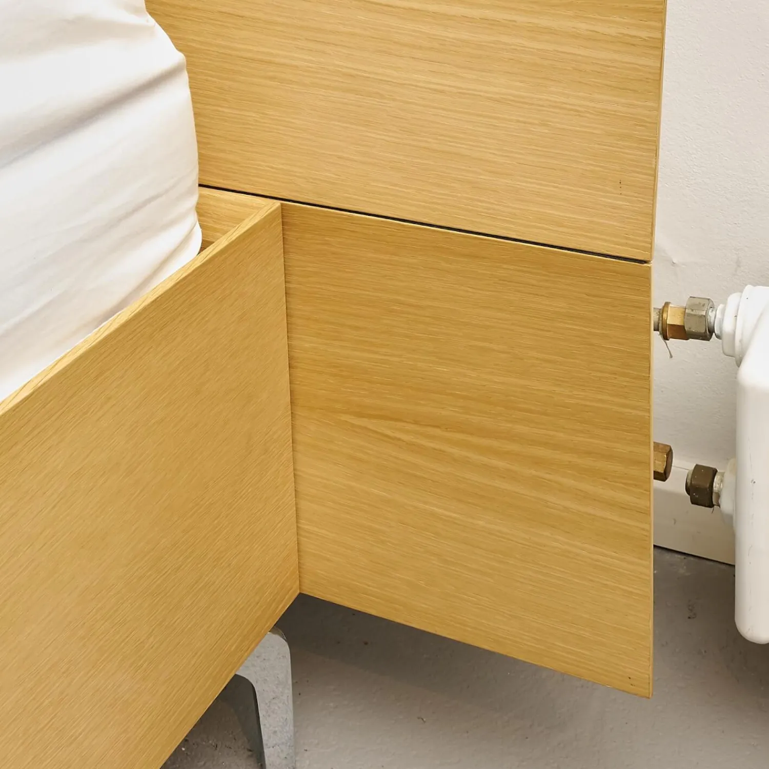 Kettnaker Polsterbetten|Bett B3 Eiche Furniert Hell Füße Verchromt Inklusive 2 Matratzen Und Lattenroste