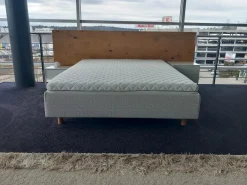 Schramm Polsterbetten|Bett Bezug Stoff Theo Grau Kopfteil Holzpaaneel Mit Matatze Ohne Nachttische