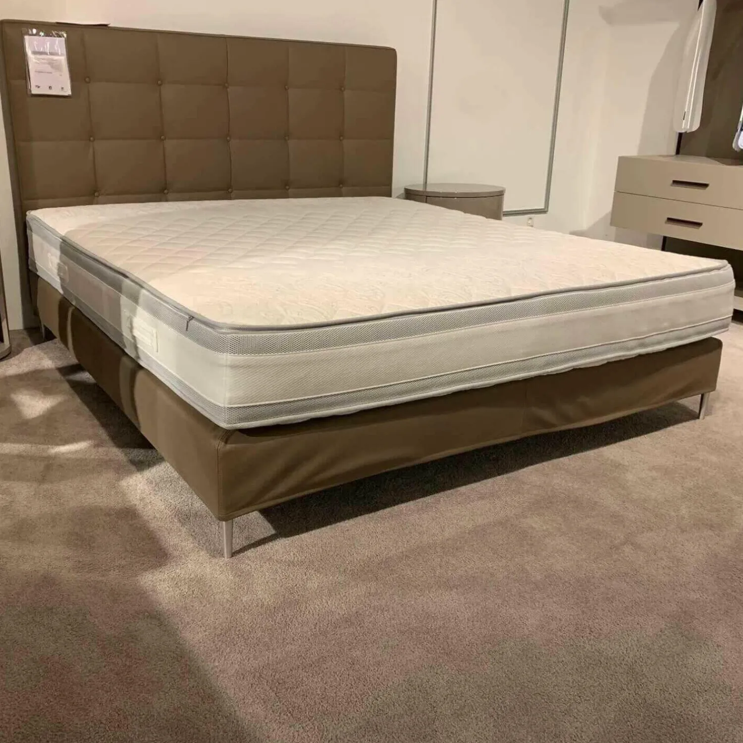 Möller Design Boxspringbetten|Bett Bohemian Leder Monza Braun mit Matratze H1/H2