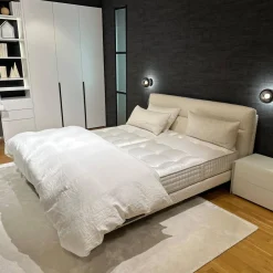 Schramm Polsterbetten|Bett Cleo Origins Complete Stoff Maxim 2130 Wollweiß Füße Metall Weiß Getaucht Inklusive 2 Matratzen