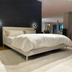 Schramm Polsterbetten|Bett Cleo Origins Complete Stoff Maxim 2130 Wollweiß Füße Metall Weiß Getaucht Inklusive 2 Matratzen