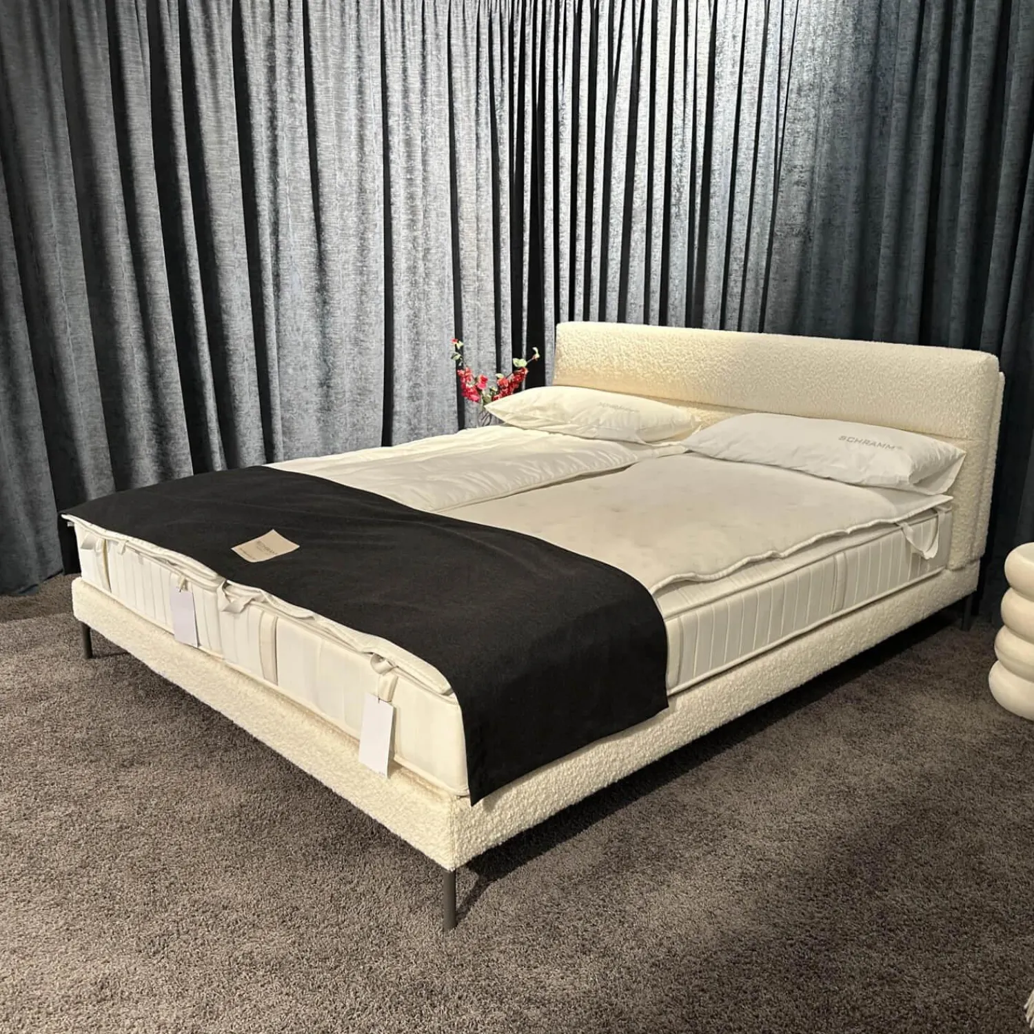 Schramm Boxspringbetten|Bett Cleo Origins Complete Stoff 4 Andy 2980 White Weiß Füße Metall Mit 2 Matratzen
