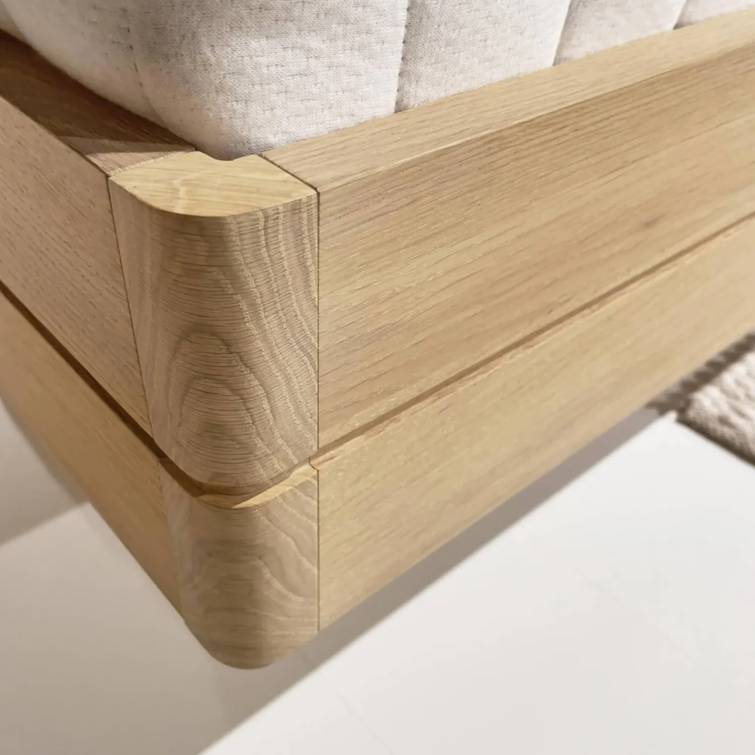 Team 7 Polsterbetten|Bett Float Eiche Massiv Naturöl Lederhaupt Naturleder L7 77720 Umbra Grau Ohne Matratze Und Lattenrost