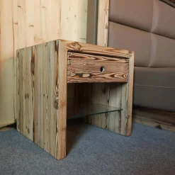 Sprenger Polsterbetten|Bett Gestell Tanne Altholz Gebrannt Kopfteil Cielo Anelin Leder Braun Ohne Matratzen Und Lattenrost Inklusive 2 Nachttischen