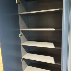 Interlübke Ganze Schlafzimmer|Bett Izzy Lack M82 Atlantic Blau Grau Inklusive Matratzen Mit Schrankwand Collect Plus Innen M82 Atlantic Blau Grau Außen M83 Navy Dunkelblau Ohne Beleuchtung