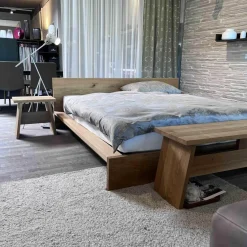 e15 Polsterbetten|Bett Massivholz Europäische Eiche Geölt Mit Bank Und Beistelltisch