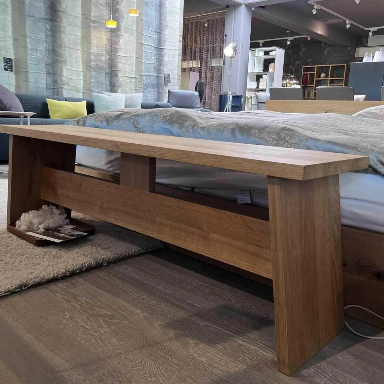 e15 Polsterbetten|Bett Massivholz Europäische Eiche Geölt Mit Bank Und Beistelltisch