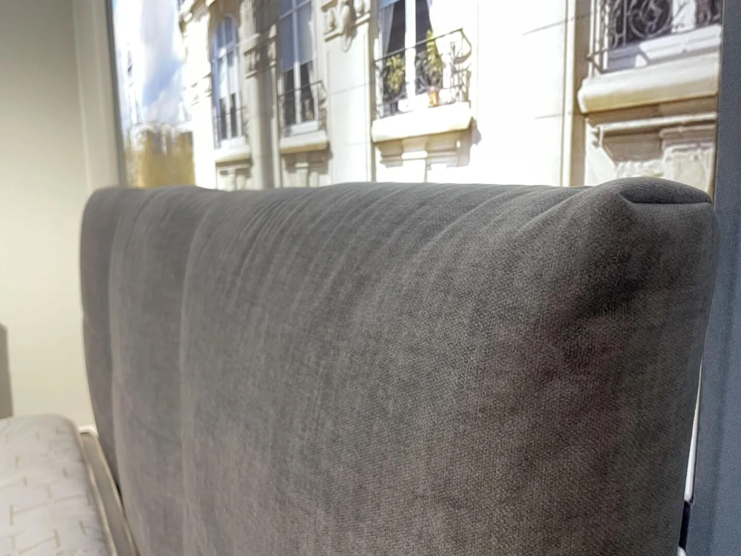 Treca Interiors Boxspringbetten|Bett Moon Stoff Endless CA16955 094 Grau Gestell Schwarz Matratze Imperial Symbiose Inklusive Topper Rivoli