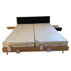 Gazzda Polsterbetten|Bettanlage Fawn Ausführung Eiche Massiv Weiß Geölt mit 2 Nachttischen Fina