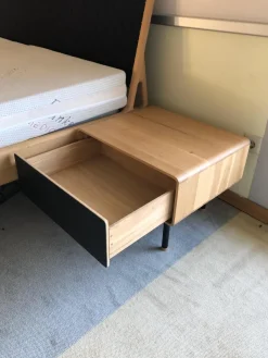 Gazzda Polsterbetten|Bettanlage Fawn Ausführung Eiche Massiv Weiß Geölt mit 2 Nachttischen Fina