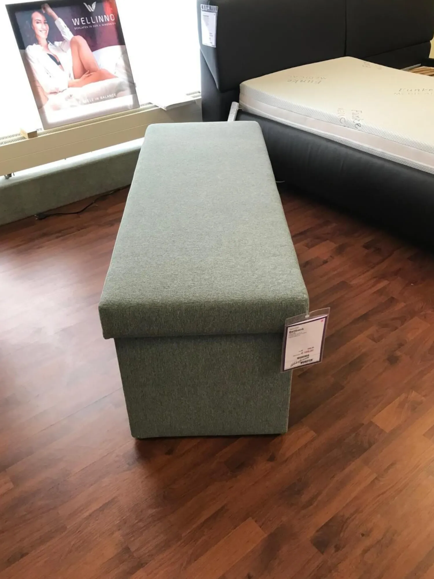 Oschmann Bänke|Betttruhe Modell Deluxe Stoff 4672 Ontario Farbe 20 Hellgrau Uni