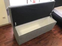 Oschmann Bänke|Betttruhe Modell Deluxe Stoff 4672 Ontario Farbe 20 Hellgrau Uni
