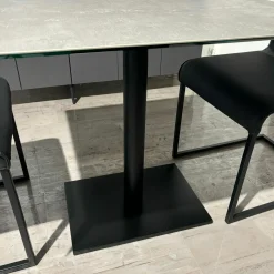 Ronald Schmitt Design Esstische|Bistrotisch Bistro P Tischplatte Keramik Focus Piombo Gestell Metall Schwarz