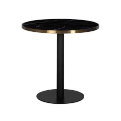 Richmond Beistelltische|Bistrotisch Zenza Kunstmarmor Schwarz Gestell Edelstahl Schwarz