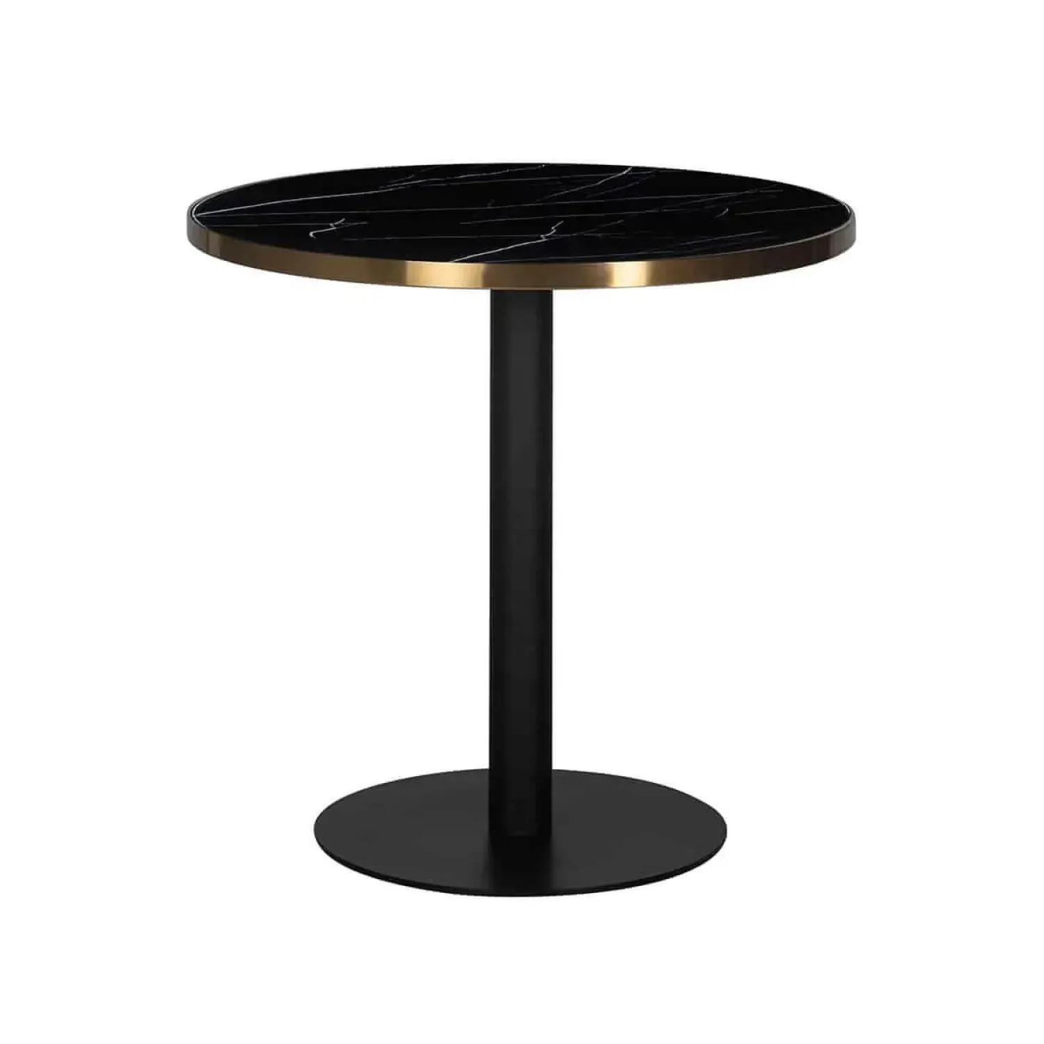 Richmond Beistelltische|Bistrotisch Zenza Kunstmarmor Schwarz Gestell Edelstahl Schwarz