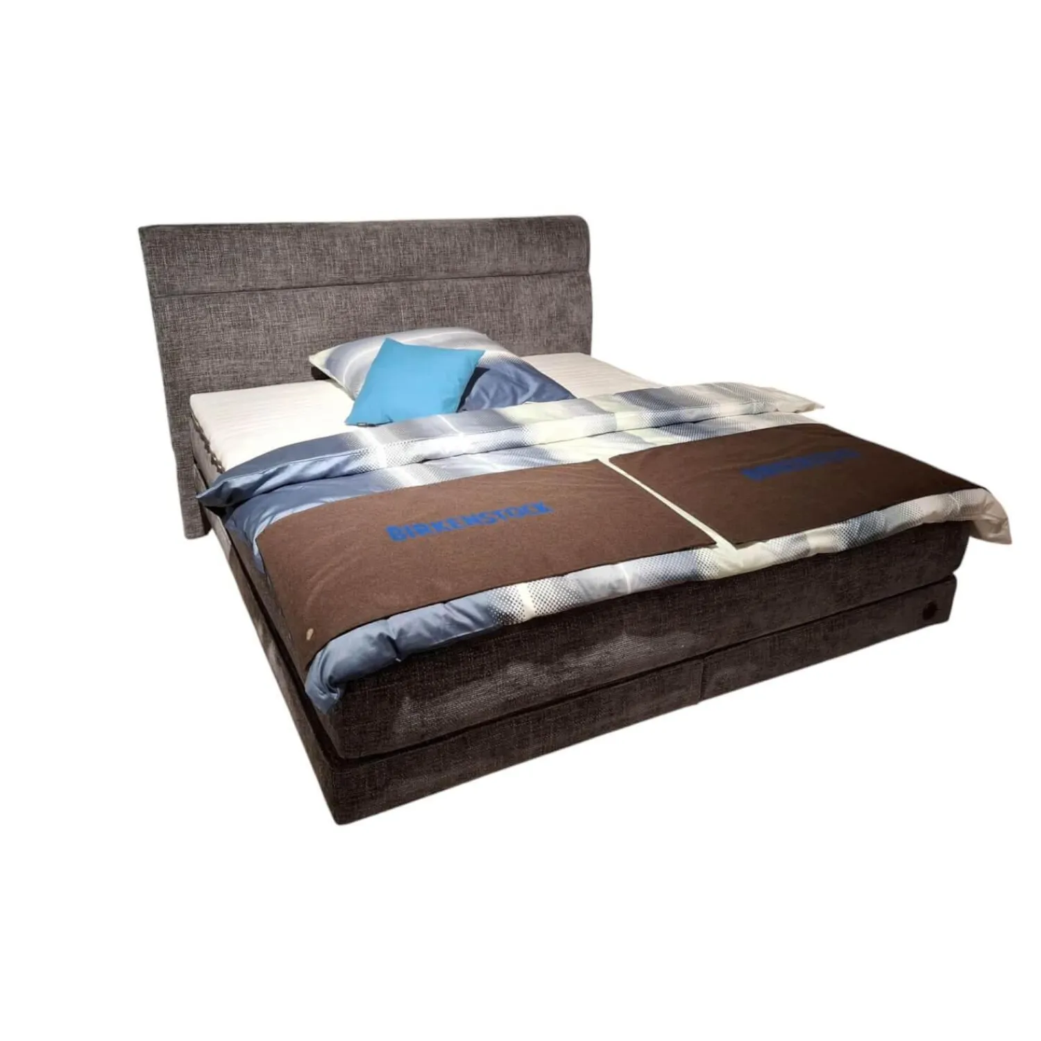 Birkenstock Boxspringbetten|Boxspringbett Arran Stoff S TRE16 Dunkelgrau Füße Schwebesockel Inklusive Matratze