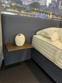 Schramm Boxspringbetten|Boxspringbett Basis 25B Stoff Nils 450 Denim Mit Keder Grau Kopfteil Paio Leder Provence Schoko Braun Füße Buche Mit Matratze