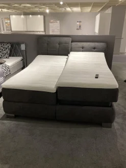 Oschmann Boxspringbetten|Boxspringbett BX21015 Stoff Brego Anthrazit 321200 Kopfteil 0852KV Mit Funktion Metallfuß M09 10 Chrom Mit Matratze Und Topper