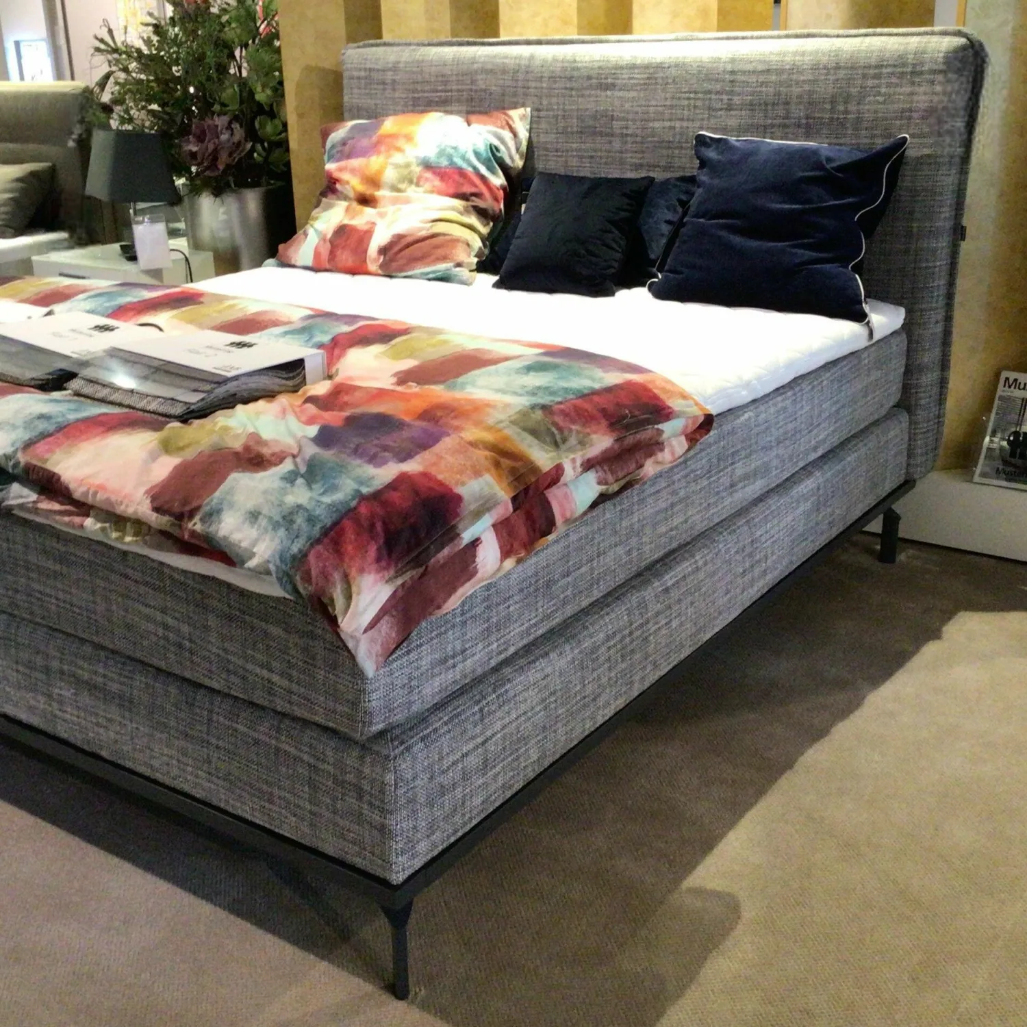 Musterring Boxspringbetten|Boxspringbett Delphi Stoff JAB 15051 Grau mit Matratze und Topper