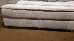 Oschmann Boxspringbetten|Boxspringbett Easy Better Stoff Famosa Ecru 351000 Grau Fuß Schwebeoptik Schwarz Inklusive Matratze Und Topper