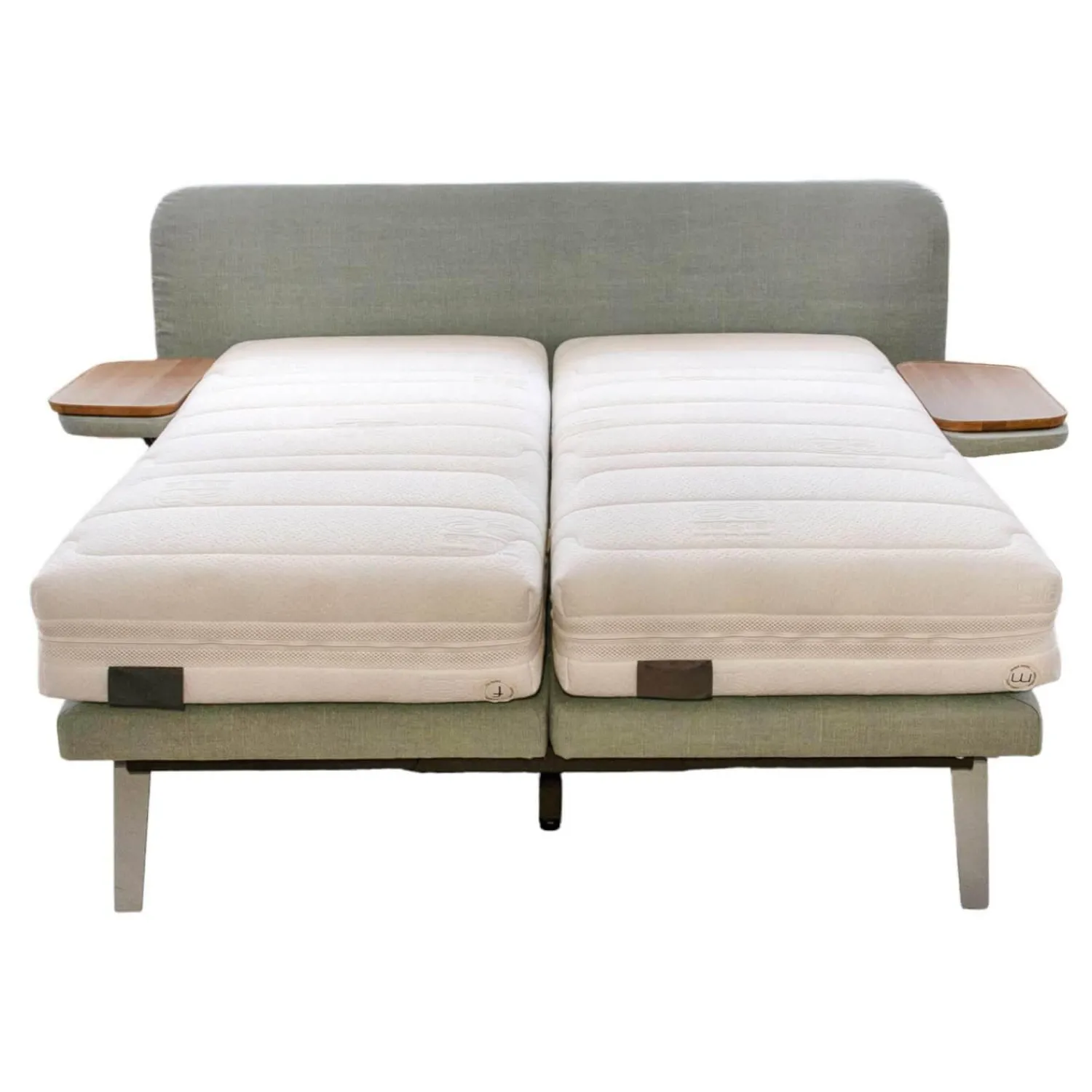 Velda Boxspringbetten|Boxspringbett Finesse Stoff KSC Mint Fuß Alu Rahmen Starr Mit 2 Matratzen Und 2 Nachtkkommoden