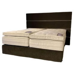 Contur Boxspringbetten|Boxspringbett Full Set Stoff Braun mit motorischer Kopf- und Fußverstellung Inklusive Matratzen