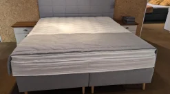 Frankenstolz Boxspringbetten|Boxspringbett Silver Express Stoff A 1104 Grau Füße Holz Mit Partnermatratze Und Gel Topper