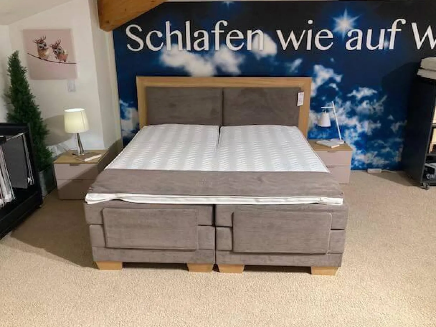 Delux Production OÜ Boxspringbetten|Boxspringbett Taara Stoff Rebel 12 Taupe mit Verstellfunktionen