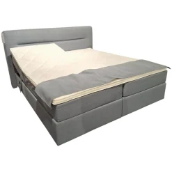Global Boxspringbetten|Boxspringbett Valencia Stoff Luca 158 Niagara Blau mit 2 Matratzen und Topper