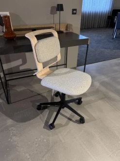 Team 7 Bürostühle|Bürodrehstuhl Kids Polsterung Stoff Ripley 101 Grau Rücken Eiche Weißgeölt Drehgestell Schwarz