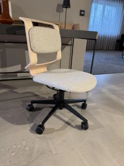 Team 7 Bürostühle|Bürodrehstuhl Kids Polsterung Stoff Ripley 101 Grau Rücken Eiche Weißgeölt Drehgestell Schwarz