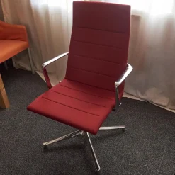 ICF Bürostühle|Bürostuhl Valea Elle Bezugsstoff Swing 806 Rot Vierfuß Kreuz Gestell Verchromt Mit Hohem Rücken