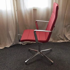 ICF Bürostühle|Bürostuhl Valea Elle Bezugsstoff Swing 806 Rot Vierfuß Kreuz Gestell Verchromt Mit Hohem Rücken