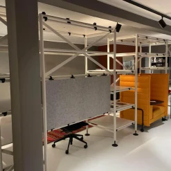 Vitra Regale|Bürosystem Comma Shelf und Horizontal Beam Melamin Soft Light Screen Vlies Kieselgrau