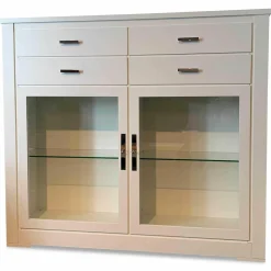 Form Exclusiv Vitrinen & Highboards|Buffet Bordeaux MDF Weiß Lichtgrau Gewischt