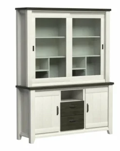 Natura Vitrinen & Highboards|Buffetschrank Lebensart Wellington Vollholz Akazie Weiß Gebürstet