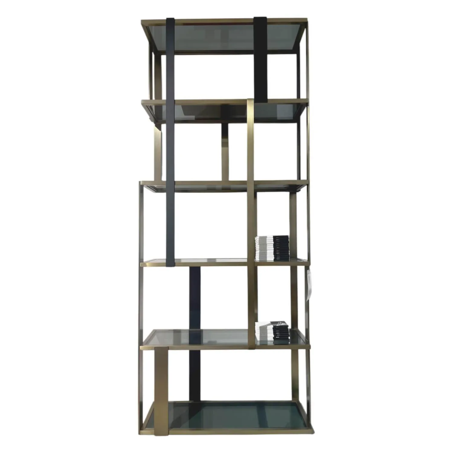 Eichholtz Vitrinen & Highboards|Cabinet Clio Regal Messing Gebürstet Schwazes Finish Glas Smoke Grau