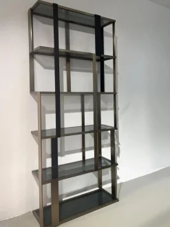 Eichholtz Vitrinen & Highboards|Cabinet Clio Regal Messing Gebürstet Schwazes Finish Glas Smoke Grau