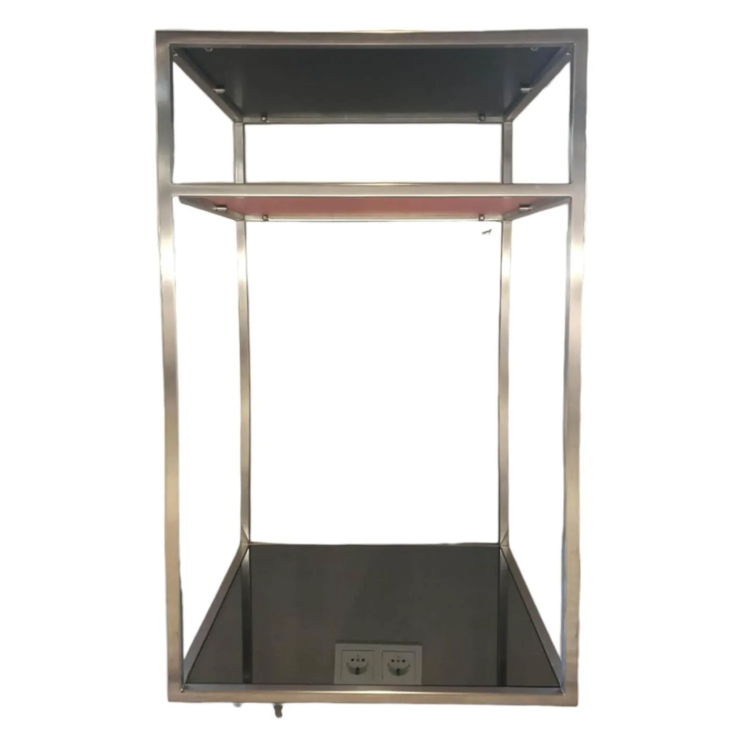 Christine Kröncke Konsolen|Cameo Konsole Parsolglas Hinterlackiert Rot Schwarz Gestell Edelstahl Matt