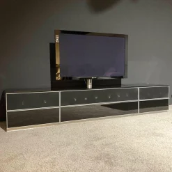 Spectral Smart Furniture Wohnwände & Tv-Lowboards|Catena Hifimöbel Korpus Schwarz Hochglanz Lautsprechertuch Schwarz mit Lautsprechersystem
