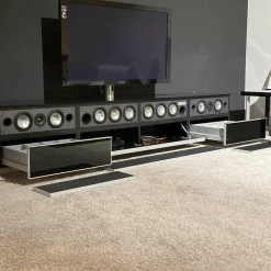 Spectral Smart Furniture Wohnwände & Tv-Lowboards|Catena Hifimöbel Korpus Schwarz Hochglanz Lautsprechertuch Schwarz mit Lautsprechersystem