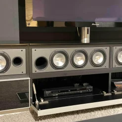 Spectral Smart Furniture Wohnwände & Tv-Lowboards|Catena Hifimöbel Korpus Schwarz Hochglanz Lautsprechertuch Schwarz mit Lautsprechersystem